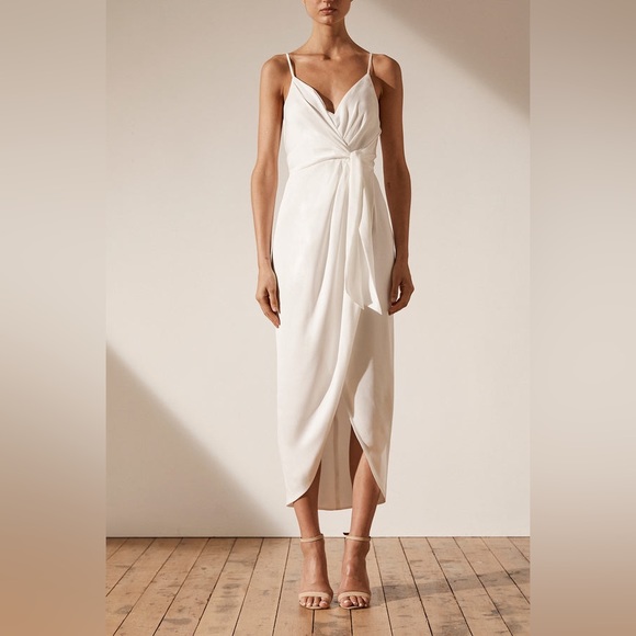 NWT - SHONA JOY Luxe Tie Front Cocktail Dress in IVORY - Picture 2 of 12